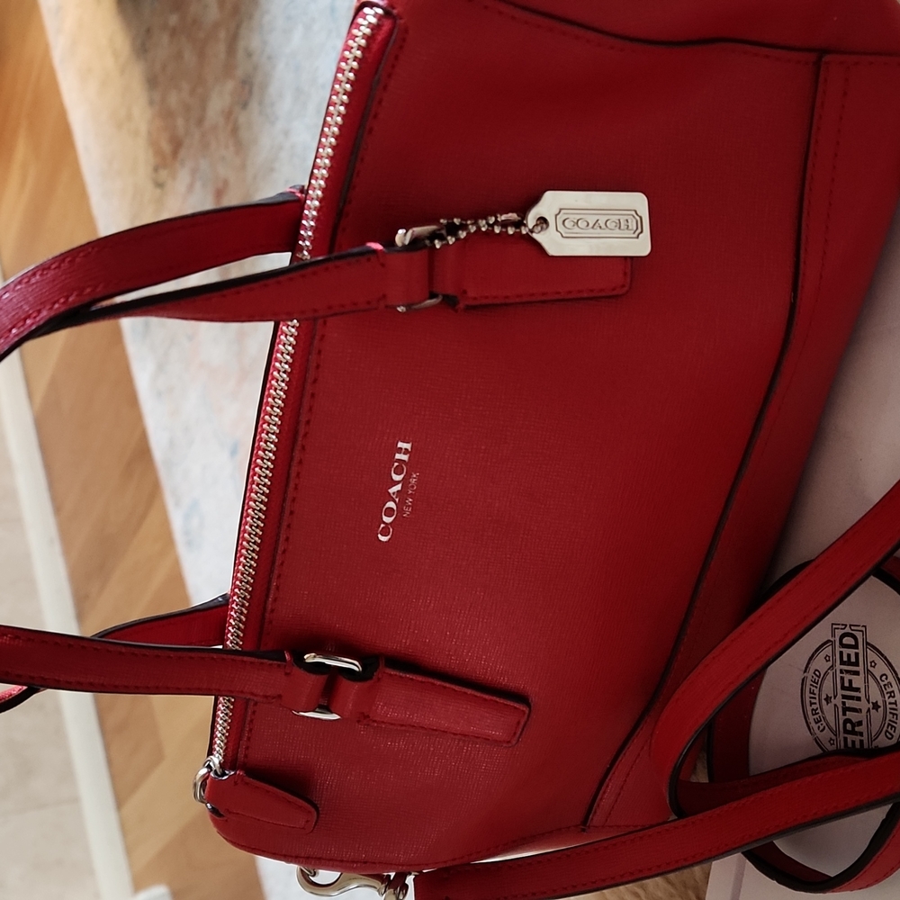 NWOT Coach Saffiano Small Red Leather Satchel/Crossbody ❤️💄 - Picture 2 of 15